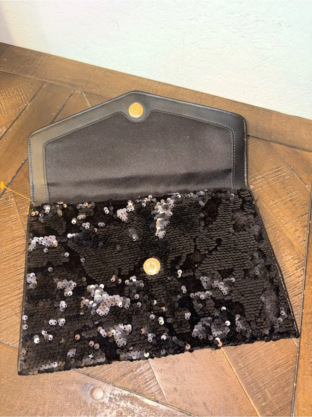 a new day Black Sequin Envelope Clutch